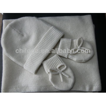 Cachemira de bebé recién nacido cubre mantas, sombrero y guantes